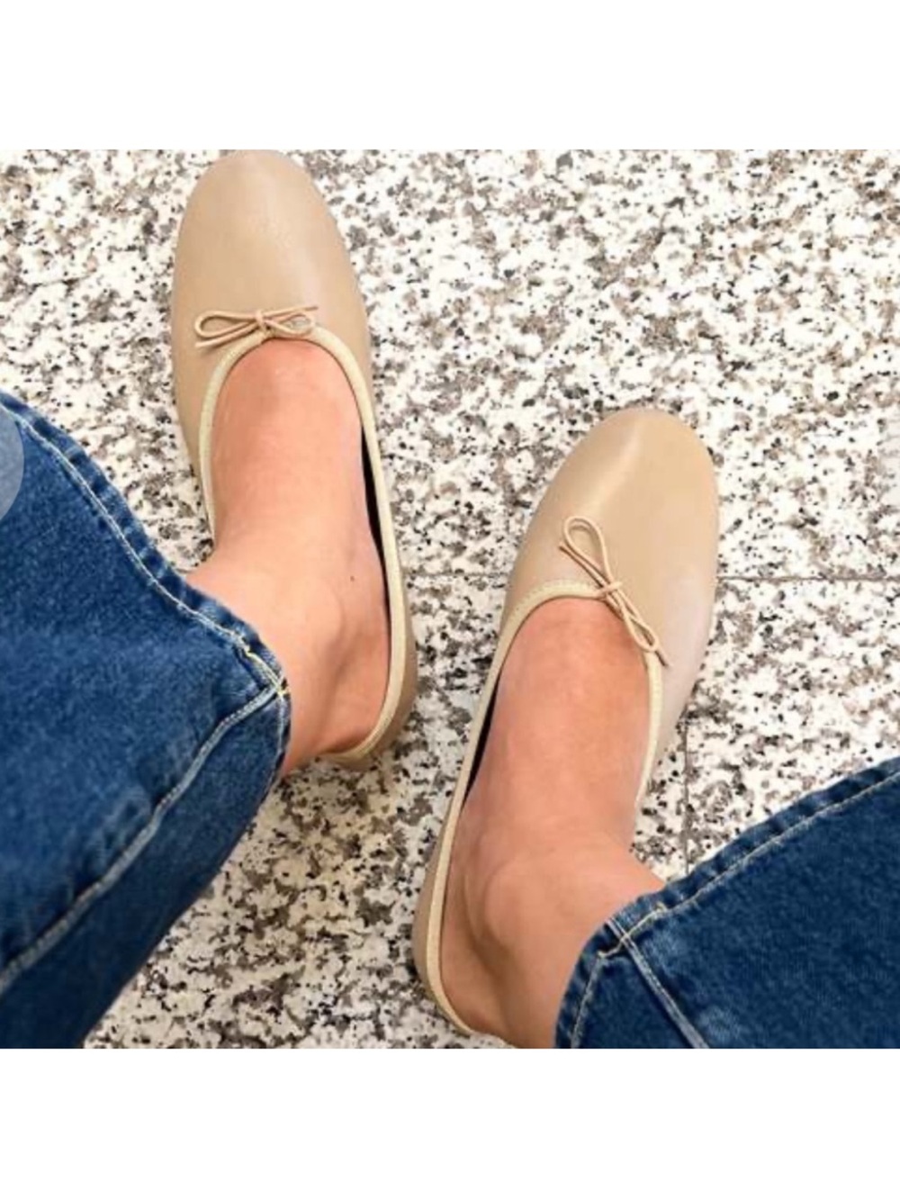 Lolo Beige Women's Ballet Flats with Bow Size 39.5